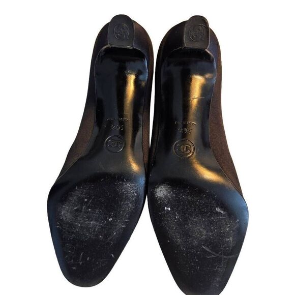 Chanel Womens Designer Satin Heels Satin Fabric Pumps Black Size 36.5 - Picture 4 of 11